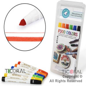 MARCADOR DE TINTA COMESTIBLE FOOD COLORS MULTICOLOR SURTIDO Nro.1 X 6 MARCADORES